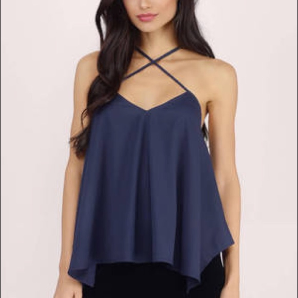 Navy blue handkerchief style tank